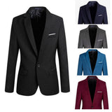 2019 S-4XL Men's Formal Slim Fit Formal One Button Suit Long Sleeve Notched Blazer Cotton Blend Coat Jacket Top