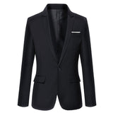 2019 S-4XL Men's Formal Slim Fit Formal One Button Suit Long Sleeve Notched Blazer Cotton Blend Coat Jacket Top