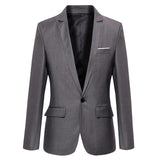 2019 S-4XL Men's Formal Slim Fit Formal One Button Suit Long Sleeve Notched Blazer Cotton Blend Coat Jacket Top
