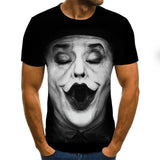 2019 new men t shirt Sketch the clown 3D Printed T Shirt Men Joker Face Casual O-neck Male tshirt Clown Short Sleeved joke tops