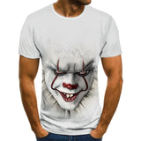 2019 new men t shirt Sketch the clown 3D Printed T Shirt Men Joker Face Casual O-neck Male tshirt Clown Short Sleeved joke tops