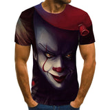 2019 new men t shirt Sketch the clown 3D Printed T Shirt Men Joker Face Casual O-neck Male tshirt Clown Short Sleeved joke tops