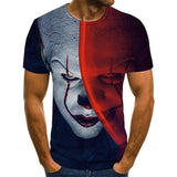 2019 new men t shirt Sketch the clown 3D Printed T Shirt Men Joker Face Casual O-neck Male tshirt Clown Short Sleeved joke tops